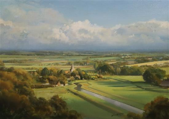 § Frank Wootton (1911-1978) Alfriston from the Downs 16 x 22in.